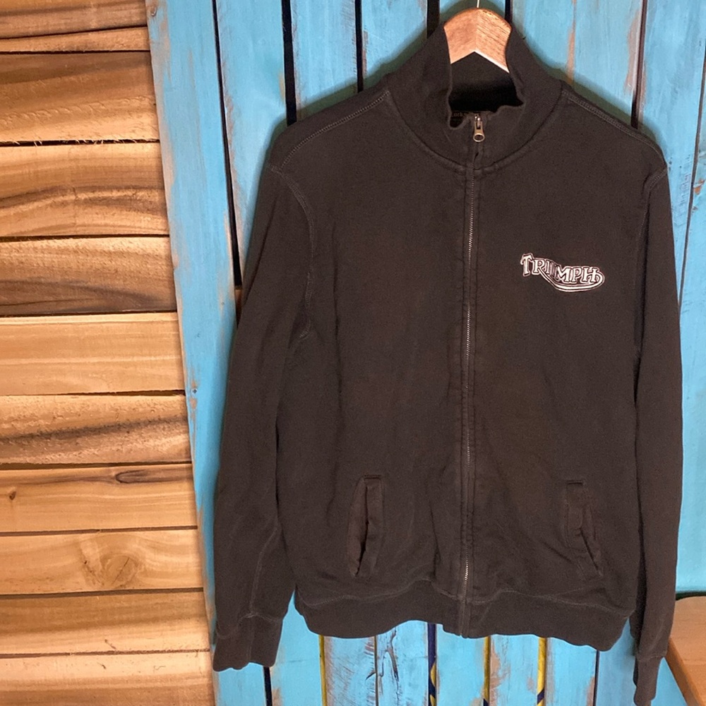 Lucky Brand Full zip sweatshirt Bakersfield Cycle shop Triumph L black white